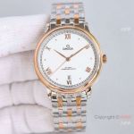 BLS Factory Replica Omega DeVille Prestige White Dial Half Rose Gold Watches